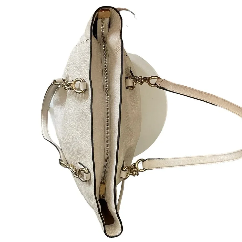 COACH ELLE LEATHER CHAIN TOTE SHOULDER BAG 72650 WHITE CHALK PEBBLE PURSE - Picture 13 of 13